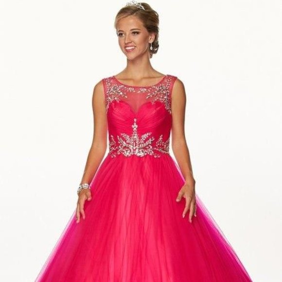 Illusion Neck Ballgown Shape Prom Dress JT647 - Picture 3 of 4